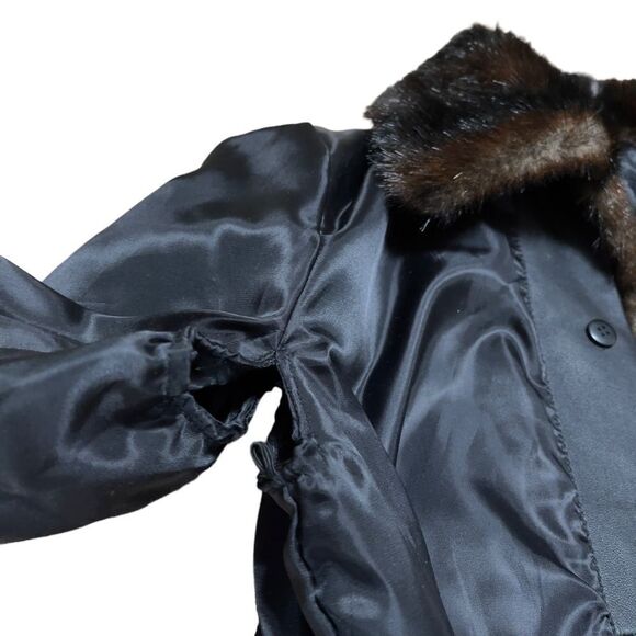 KATHY IRELAND Faux Fur Leather Trim Open Jacket LARGE - Picture 4 of 16